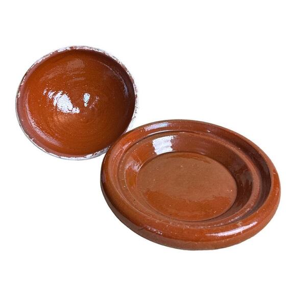 Moroccan Glazed Clay Flowers and Leaves Tagine Tanjin Baking Casserole Dish 9" - Picture 3 of 7